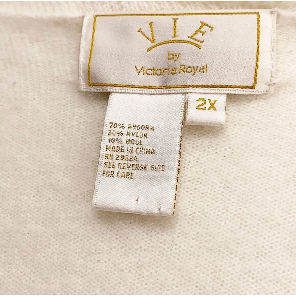 90’s VIE by Victoria Royal Angora Beading Embellished Off-White Cardigan - Picture 4 of 4